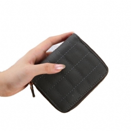 Kort Dam Liten Plånbok Broderad Fyrkantig Väska Pu Mini Student Clutch Myntväska