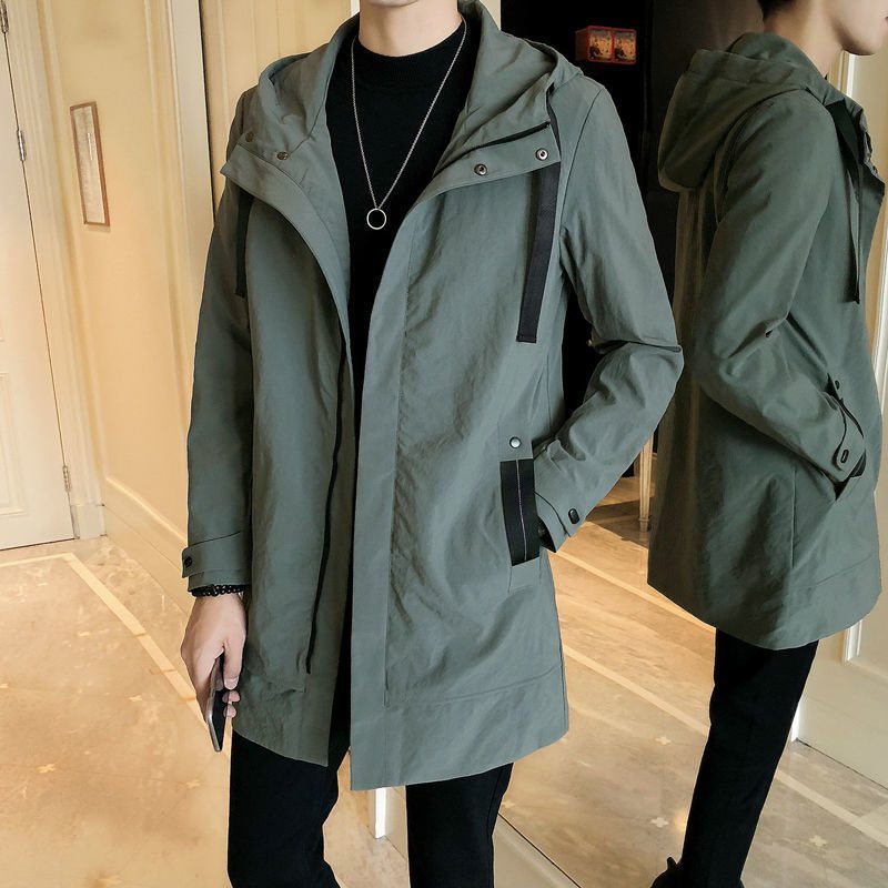 2024 Trend Mode Lös Vindjacka Herr Mellanlång Ytterkläder Jacka Tunn Windbreaker