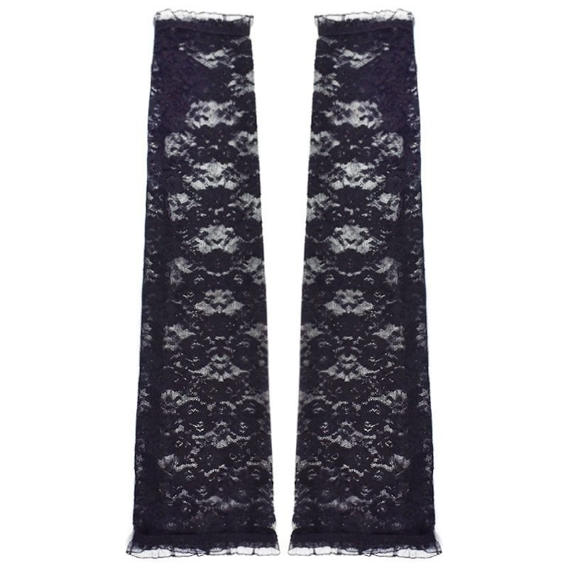 Ärm Ärm Sommar Lång Arm Ärm Fingerlös Elegant Spets Fingerlösa Handskar Tunn Sektion Kvinna Kör Andas