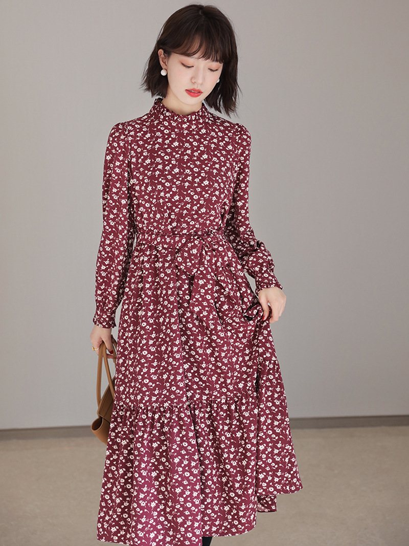 Temperament Western Style Blommig Klänning Underklänning Retro