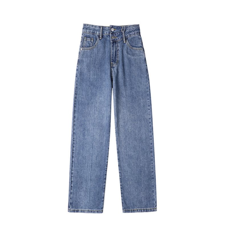 Damjeans Casual Lösa Hög Midja Vida Ben