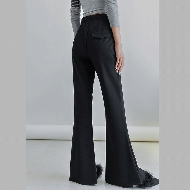 Slit Dambyxor Enfärgad High Waist Fashion