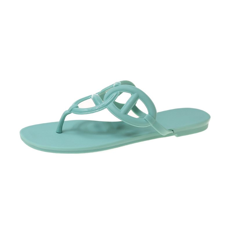 2024 Nya Pig Nos Flip-flops Skor Kvinnlig Sommar Platt Casual H Familj Kedja Sandaler Tofflor