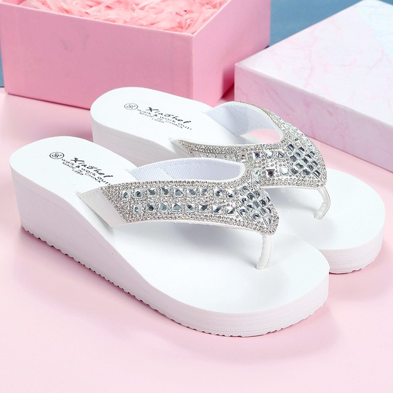 Tofflor Dam Sommar Strass Sandaler Skor Tjejer Mode Semester Strand Kil Plattform Flip Flops
