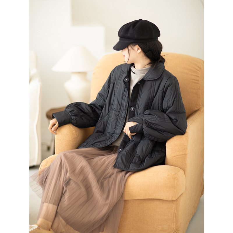 Dam Dunjacka Mode Casual Lapel Enfärgad Dragsko