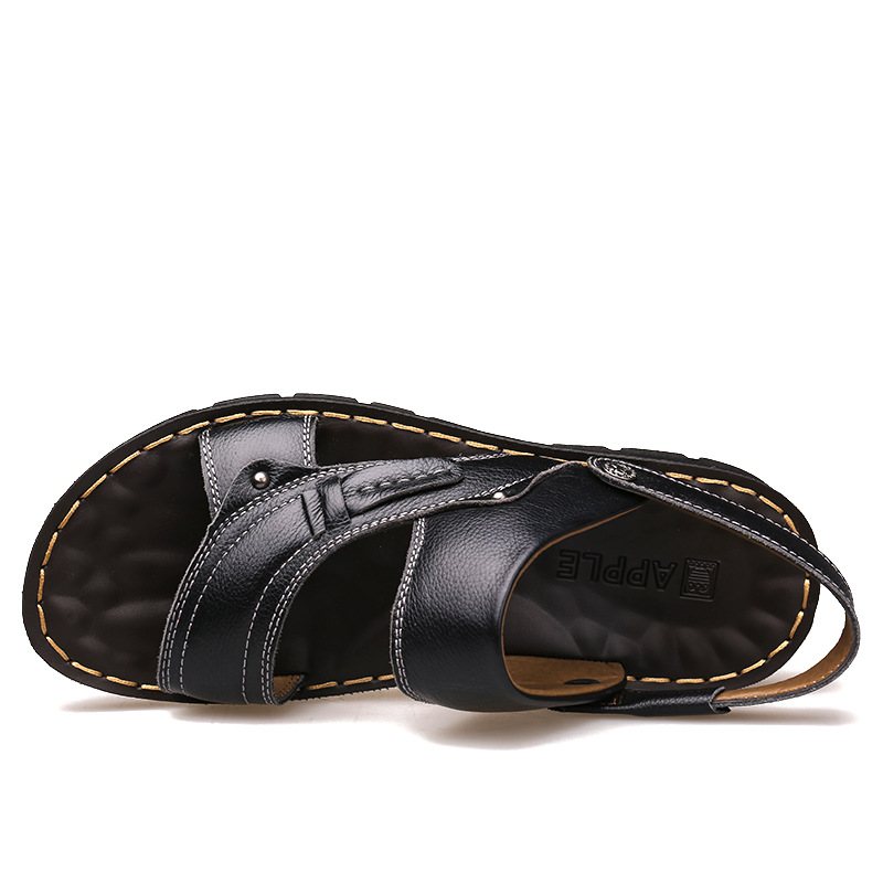 2024 Nya Sommarsandaler Lädersandaler För Män Casual Strandskor Halkfria Slip-on Sandaler Tofflor