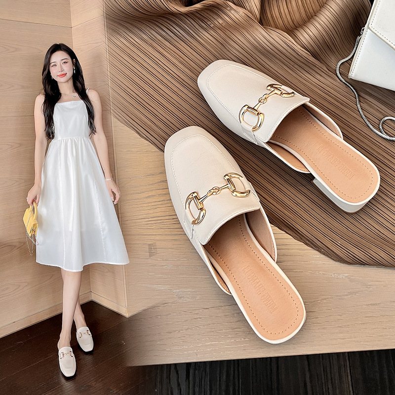 Baotou Tofflor Kvinnors Nya Sandaler Platta Mulor