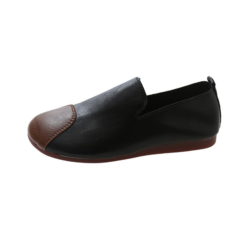 2024 Tidig Vår Nya Retro Mjukbottna Ärtor Skor Slip-on Loafers Rund Tå Bekväma Klänning Kvinnor