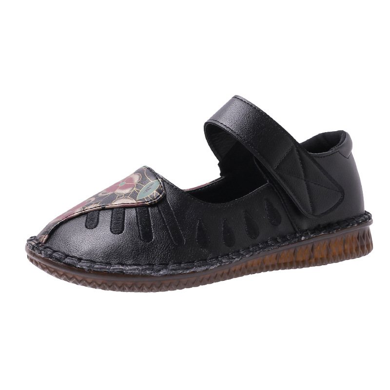 2024 Vår Och Sommar Nytt Mode Ihåliga Platta Skor Kvinnor Kardborreband Casual Doudou Platt Klack Damskor