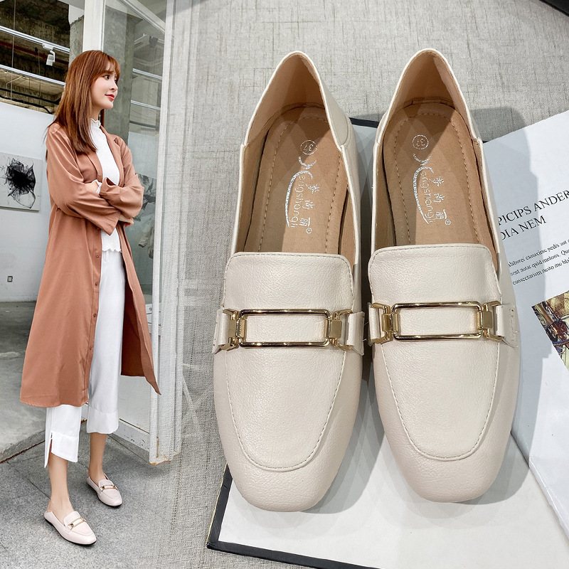 Platta Skor Dam 2024 Nya Platt Klänning Dam Slip-on Loafers Spring Peas