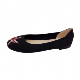 Vävda Skor Stickade Slip-on Rund Tå Platta Prinsessskor Doudou Stor Storlek Dam